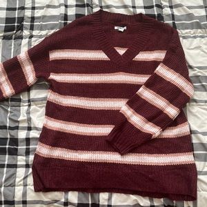 Maroon, cream, and white sweater | American Eagle